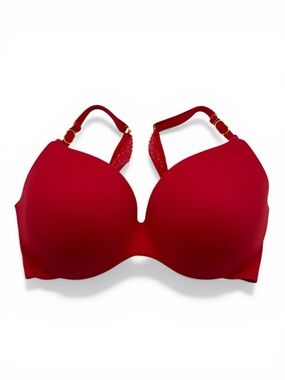 Victoria's Secret Women Red Incredible Underwire Padded Lace Racerback Bra 34DD